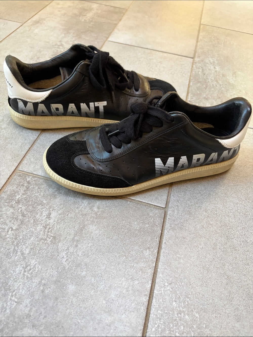 Isabel Marant Black & White Marant Logo Leather Sneakers women size 40